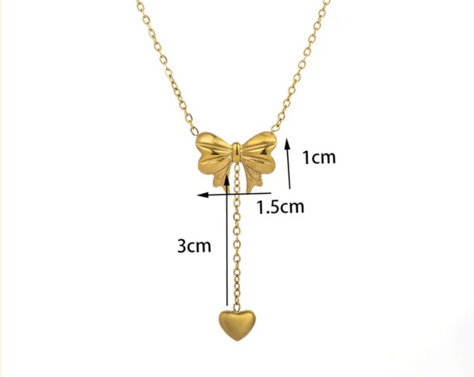 Anti tarnish Bow heart pendant - Image 4