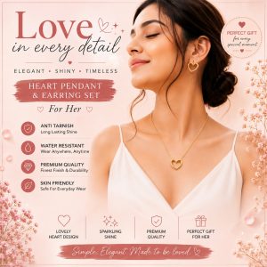 Heart Pendant & Earring Set Combo