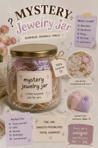 Note: Jewelry pieces, quantity, and designs may vary from jar to jar.